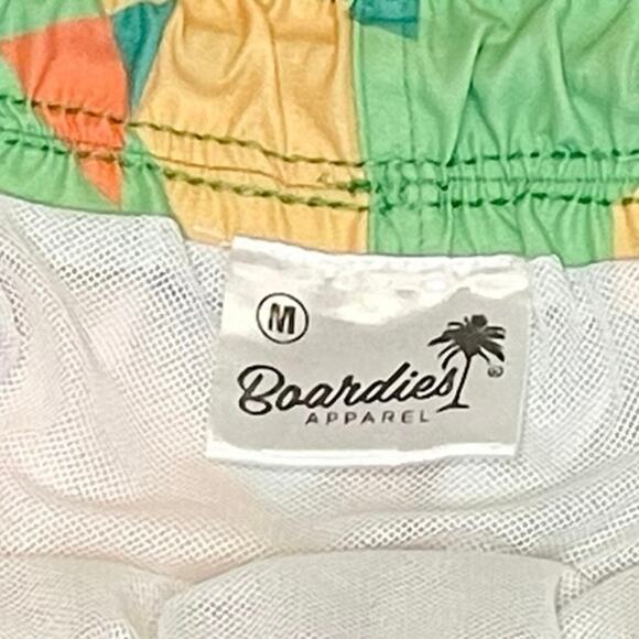 Boardies Swim Trunks Men's M Bright Green Tropical Geometric Print, Beach, Pool - Picture 4 of 11